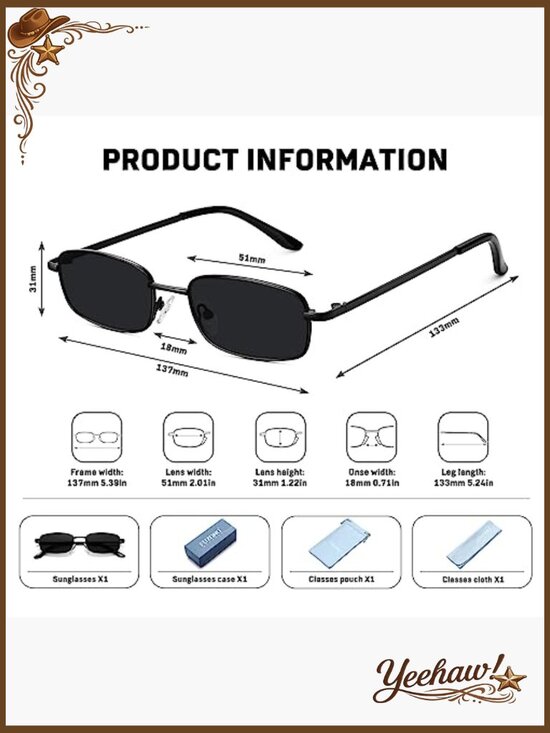 Retro Small Square Frame UV400 Protection Shield Sunglasses main image 7
